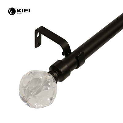 28mm Metal Curtain Pole With Acrylic Ball Shape Finials Extendable From 28-120 Inch Black Color