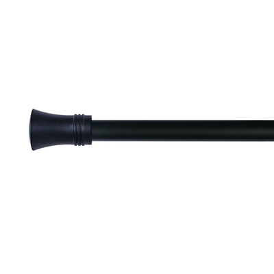 Black metal 1.6 mm pipe curtain rod with cylinder finial for living room