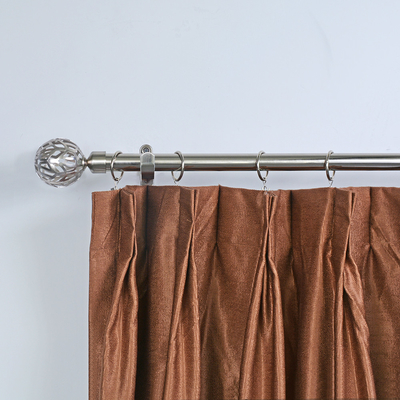 Ball Shape Matte Nickel Curtain And Rod Set Metal With Hollow Finial