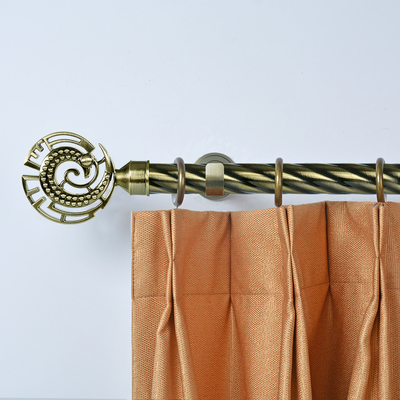 Anti-Brass 28mm Taji Shape Finial 3-Meter Twisted Pipe Curtain Rod With Double Bracket