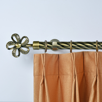 Anti-Brass Beaded Flower Finial Iron Material 3-Meter Twisted Curtain Rod With Accessories