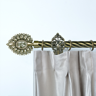 28MM Diamond Peacock shape Finial Anti-Brass color 6M Curtain Pole With Single Bracket Bedroom Decor