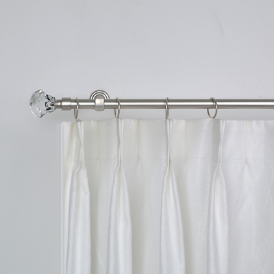 28mm Crystal Finial Extendable Metal Curtain Rod Set Adjustable Length