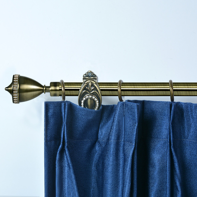 Anti Brass Color Iron Curtain Poles With Crystal Adjustable Double Curtain Rods
