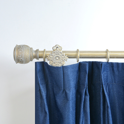 Retro Color Grooved Pipe Curtain Rods With Stereo Resin Finials