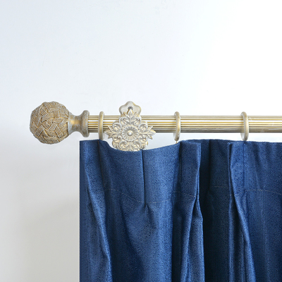 Luxury Retro Style Pipe Curtain Rods Iron Grooved Curtain Pole With Twist Ball Heads