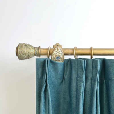 Single Bracket Pipe Curtain Rods With 6M Gold White Resin Curtain Finials