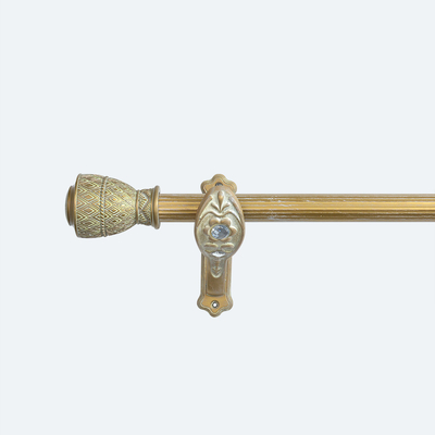 Single Bracket Pipe Curtain Rods With 6M Gold White Resin Curtain Finials