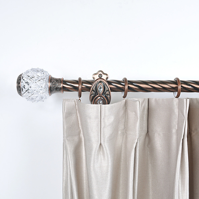 Home Window Decoration Curtain Twist Rod Crystal With Cap Curtain Finials Set