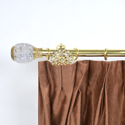 2M Curtain Poles Curtain Rods Golden Aluminum Finials with Metal Single Brackets