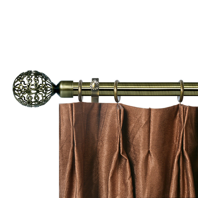 Anti-Brass Plain Rod Curtain Rods Set With Hollow Iron Finial