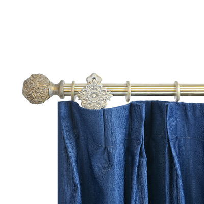 Luxury Retro Style Pipe Curtain Rods Iron Grooved Curtain Pole With Twist Ball Heads