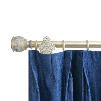 Retro Color Grooved Pipe Curtain Rods With Stereo Resin Finials