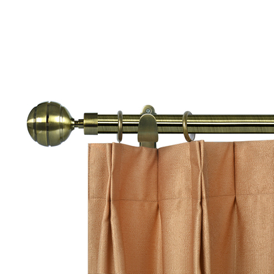 Anti-Brass Metal Curtain Rods With Aluminum Ball Shape Curtain Finials Suitable For Living Room And Bedroom
