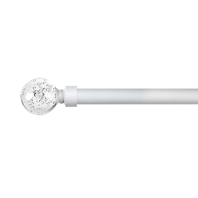 Customized  Size  Iron Curtain Rod With White Color And Ball Shape Finials For Hotel