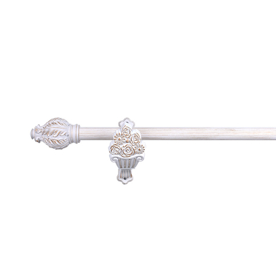 28MM Grooved Pipe White Gold Color With With Stereo Resin Finials For Home And Hotel Decor