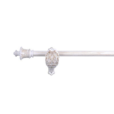 White Gold Color Iron Rods With Stereo Resin Finials And New Design Brackets For Indoor Decor