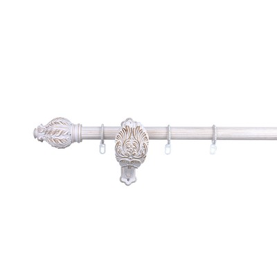 28MM Grooved Pipe White Gold Color With With Stereo Resin Finials For Home And Hotel Decor