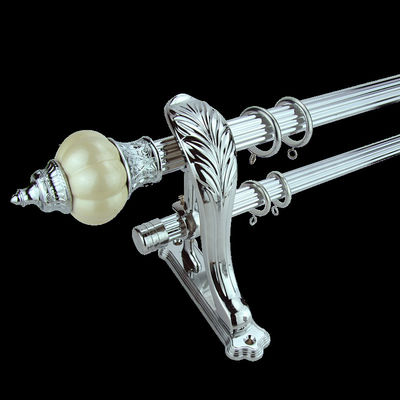 16mm Double Holder Pipe Curtain Rods Aluminum Alloy Pole Finials