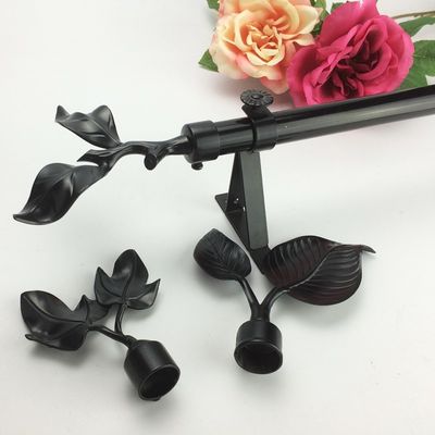 Matte Black Stainless Steel Leaf Pipe Curtain Rods