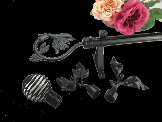 Matte Black Stainless Steel Leaf Pipe Curtain Rods