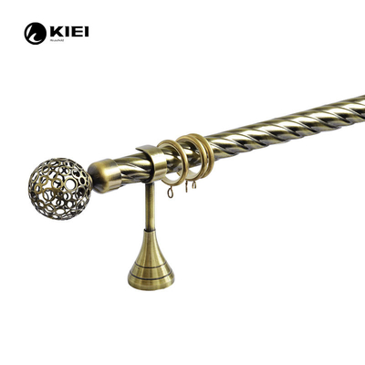 Living Room 28mm Twist Curtain Pole With Metal Ball Design Finials