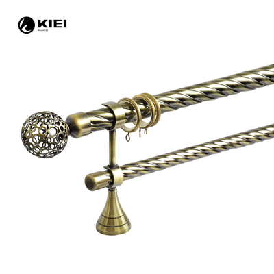 Living Room 28mm Twist Curtain Pole With Metal Ball Design Finials