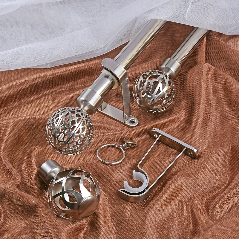 1.6M Iron Curtain Rods Set With Ball Shape Finials Electroplate