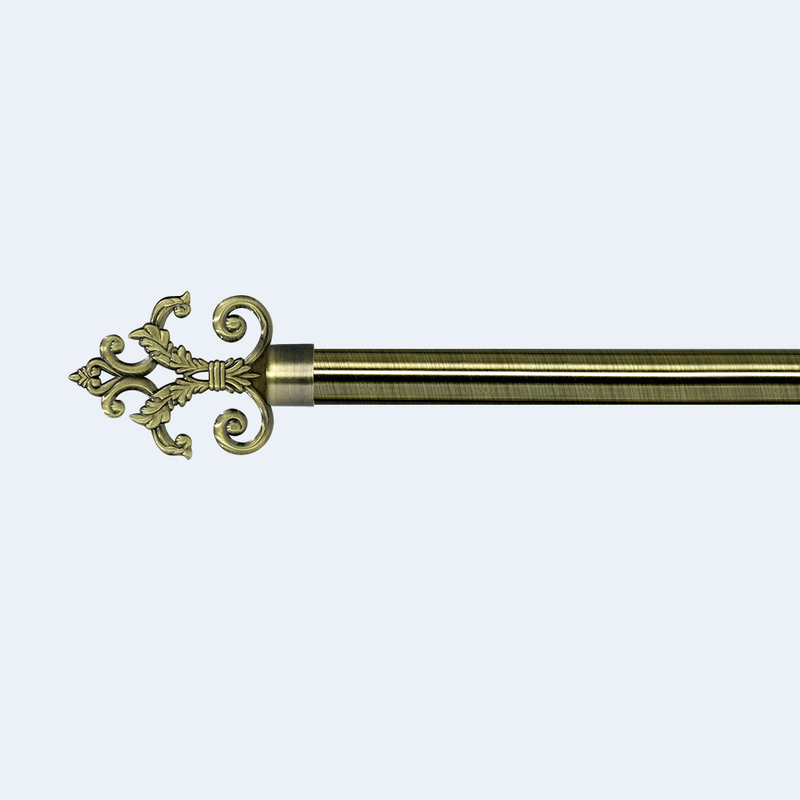 Anti-Brass Iron Curtain Rod 2m/2.5m With Accessories Pattern Curtain Finials For Window Decoration