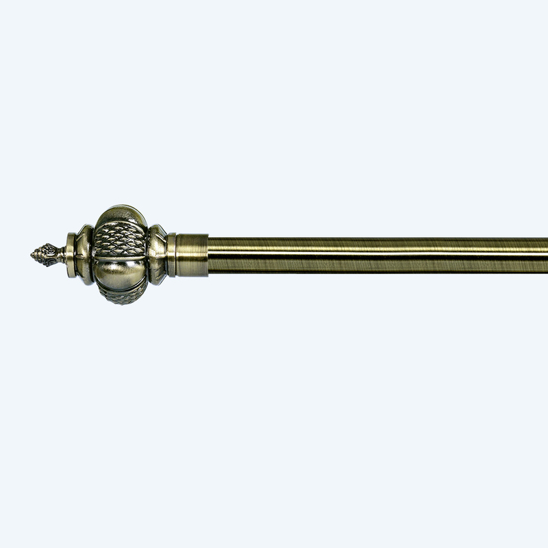 25MM Wholesale Anti-Brass Colored Curtain Rod Set Pole Classic Style Curtain Finials Accessories Metal Curtain Rods Sets