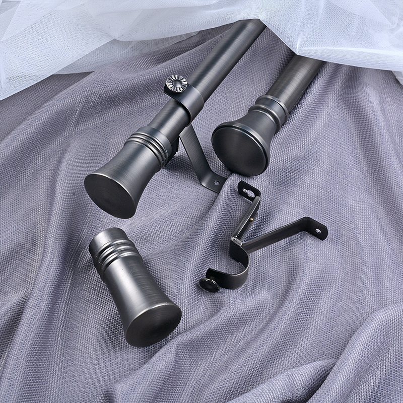 Flexible Length Curtain Rod And Accessories Black Color Pipe Set Hardware Decoration