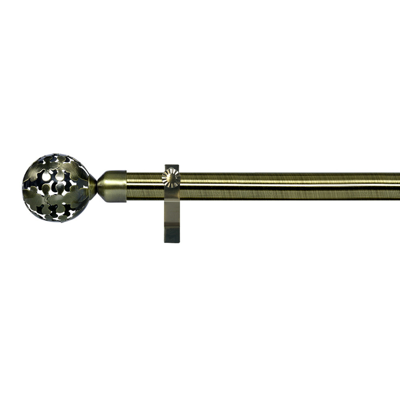 Metal Electroplating Curtain Rods Set With Ball Shape Iron Finials