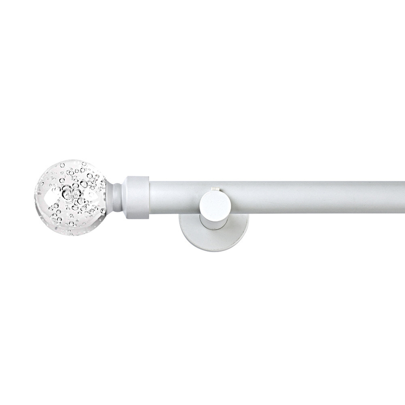 Customized  Size  Iron Curtain Rod With White Color And Ball Shape Finials For Hotel