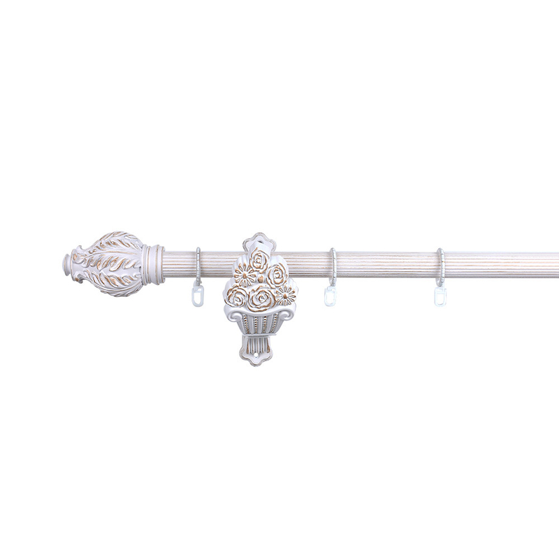 28MM Grooved Pipe White Gold Color With With Stereo Resin Finials For Home And Hotel Decor